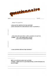 English worksheet: quetionnary