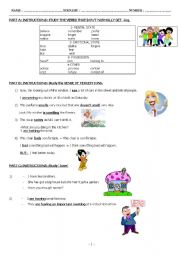 English worksheet: Verbs which dont get -ing, in class worksheet