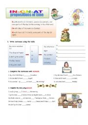 English Worksheet: In On At-prepositions of time.