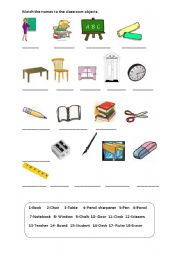 English Worksheet: classroom objects