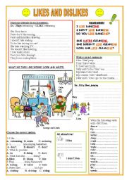 English Worksheet: Likes and Dislikes