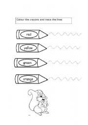 English Worksheet: Color the crayons