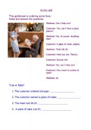 English worksheet: At the cafe part 2