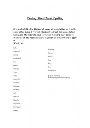 English Worksheet: Feeling Word Team Spelling