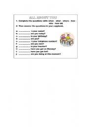 English worksheet: All about you