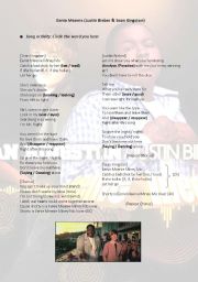 English Worksheet: Song by Justin Bieber & Sean Kingston: EENIE MEENIE (Key included)