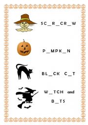English worksheet: Halloween related words