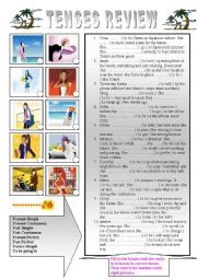 English Worksheet: Tenses Review - sentences