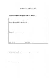 English worksheet: short exercise: self introduction