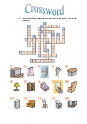 English Worksheet: furniture crossword