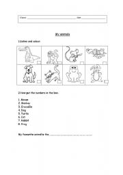 English Worksheet: My animals