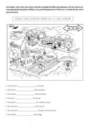 English Worksheet: Prepositions of place