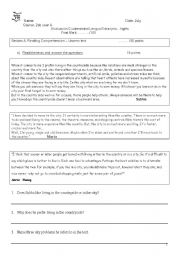 English Worksheet: reading comprehension 