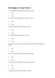 English Worksheet: Past Simple or Present Perfect