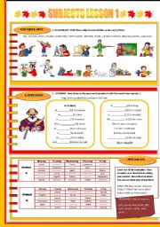 English Worksheet: SUBJECTS LESSON 1