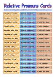 Relative Pronouns Speaking Cards