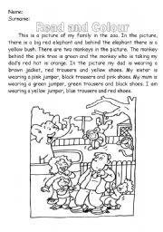 English Worksheet: Read and Colour