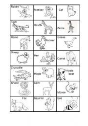 English Worksheet: Names of animals