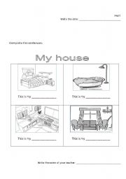 English Worksheet: my house rooms