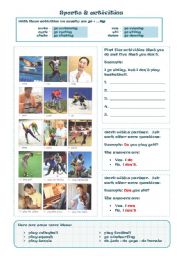 English Worksheet: SPORTS & ACTIVITIES