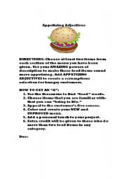 English Worksheet: Appetizing Adjectives