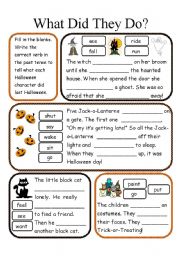 English Worksheet: What Did They Do on Halloween?