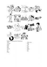 English Worksheet: Past Simple verbs/pictures match