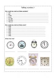 English worksheet: Talking numbers!