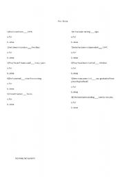 English worksheet: for & since 