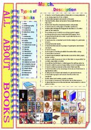 All About Books (with B/W and answer key) ** fully editable