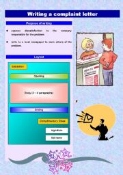 English Worksheet: Writing a complaint letter (3 pages)