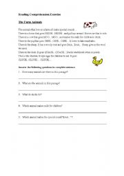 English worksheet: Farm Animals - Reading Comprehension