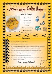 English Worksheet: Jack-o-lantern cookies recipe