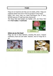 English Worksheet: Living things.Part 2/4. fungi