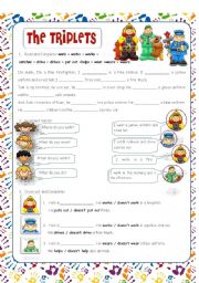 English Worksheet: The Triplets