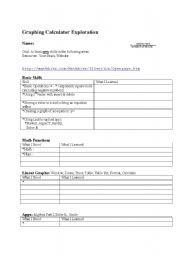English Worksheet: Graphing Calculator Exploration