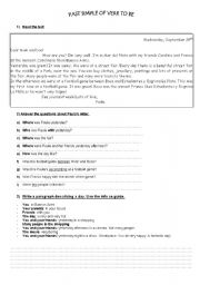 English Worksheet: Past simple of verb to be