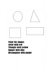 English worksheet: coloure the shapes