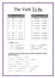 English Worksheet: Verb to be (Present)