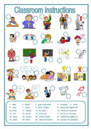 English Worksheet: Classroom instructions, a labelling worksheet (editable)