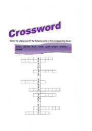 English Worksheet: simple past crossword