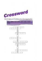 English worksheet: simple past crossword