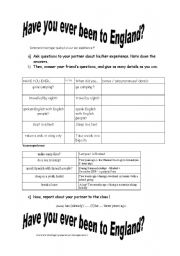 English worksheet: Talking about ones experience