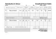 English Worksheet: Science Scrapbook Project