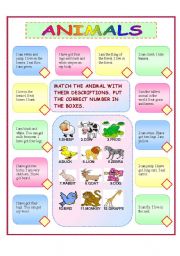 English Worksheet: ANIMALS