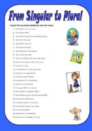 English Worksheet: FROM SINGULAR TO PLURAL