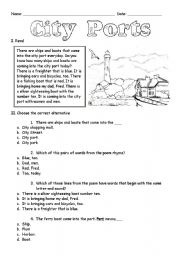 English Worksheet: Reading Comprehension _ City Ports
