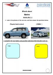 English worksheet:   LAND CRUISER AND BMW (adj, comparative & superlative)