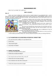 English Worksheet: DIAGNOSTIC TEST - SUMMER HOLIDAYS