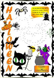 English Worksheet: DOT-to-DOT drawing for HALLOWEEN